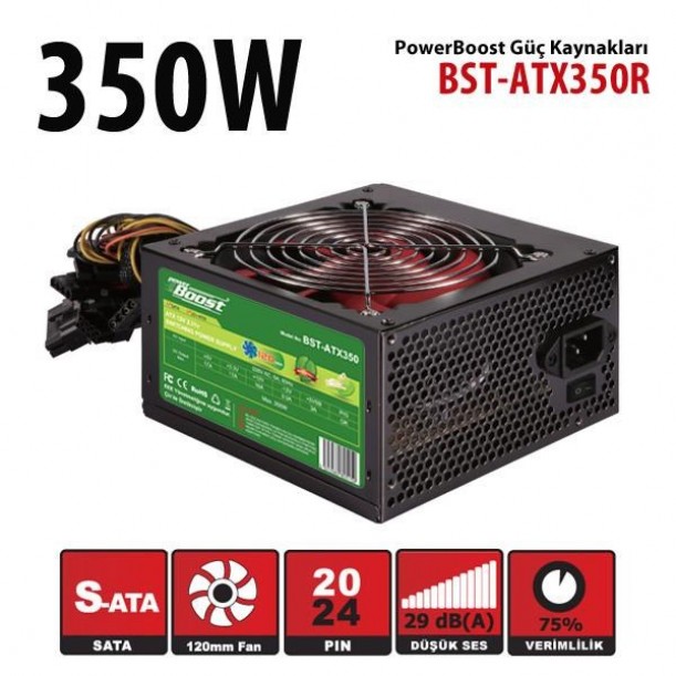 PowerBOOST 350W BST-ATX350R 12cm Fanlı Power Supply