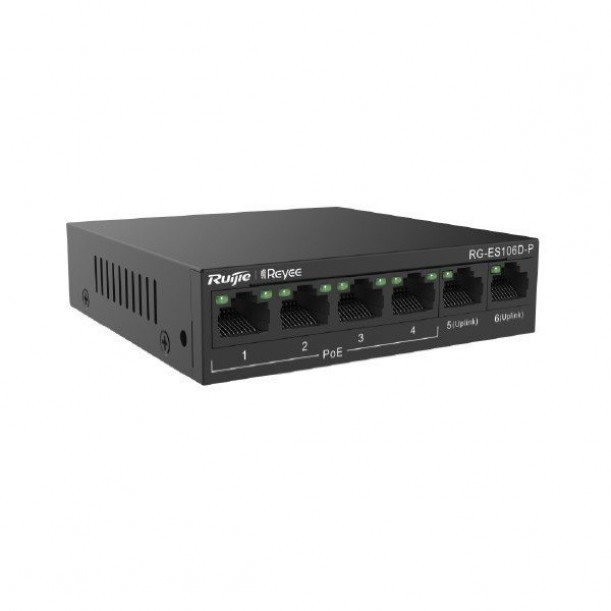 RUIJIE 5port 58w 4port PoE RG-ES106D-P 10/100 Yönetilemez Switch