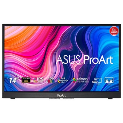 ASUS 14" Dokunmatik IPS PROART PA148CTV 5MS 60Hz USB-C/mHDMI Grafik Tasarım Taşınabilir Monitör (1920 X 1080)