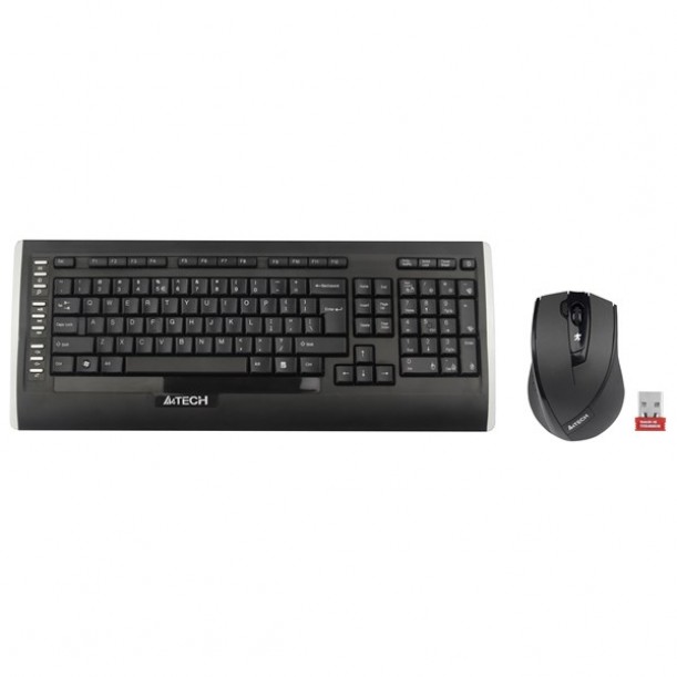 A4 TECH 9300F Kablosuz Q Trk V-Track Mouse Siyah Multimedya Klavye - Mouse Set