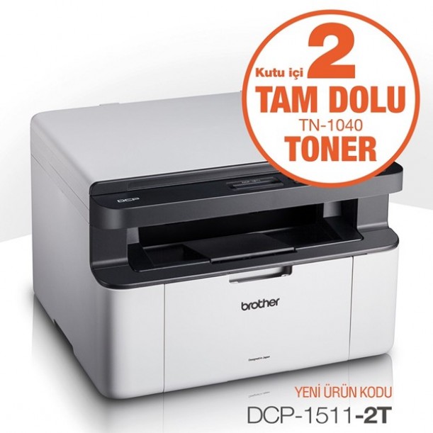 BROTHER DCP-1511-2T A4 Siyah Çok Fonksiyonlu Laser Yazıcı USB 2.0 Demo+1 Tonerli