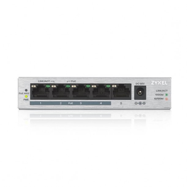 ZyXEL 5port 60w 4port PoE GS-1005HP GIGABIT Yönetilemez Switch Desktop