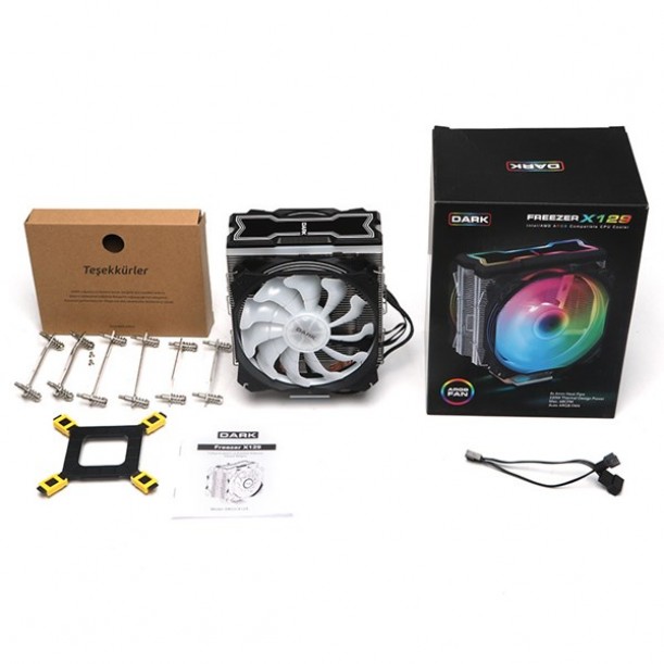 DARK FREEZER X129 DKCCX129 RGB Hava Soğutmalı AM5-1700p Dual Fan İşlemci Fanı