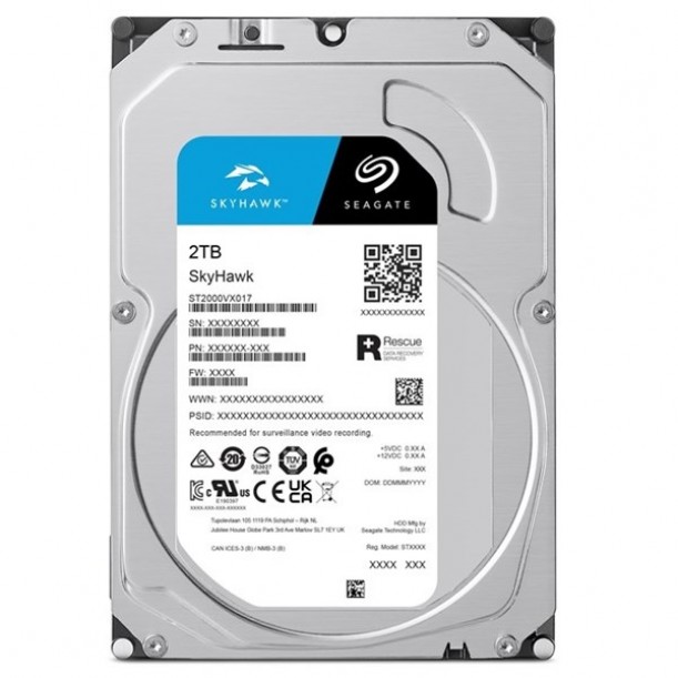 SEAGATE 3.5" 2TB SKYHAWK ST2000VX017 5400 RPM 256MB SATA-3 Güvenlik Diski