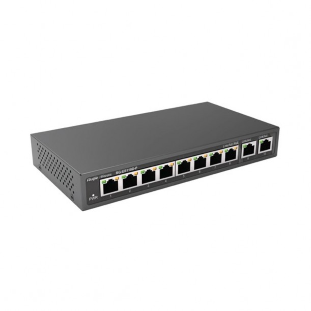 RUIJIE 10port 110w 8port PoE REYEE RG-ES110D-P 10/100 2X-UPLINK Yönetilemez Switch