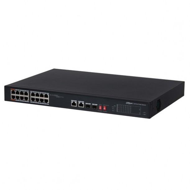 DAHUA 16port 135w FULL PoE PFS3218-16ET-135 10/100 2X UPLINK-2X SFP Yönetilemez Switch