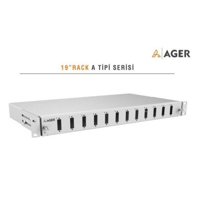 AGER 1U 12 Fiberli SM SC DX Fiber Optik Siyah Patch Panel Rack Tipi Boş