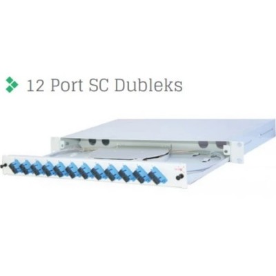 AGER 1U 12 Fiberli SM SC DX Fiber Optik Siyah Patch Panel Rack Tipi Full Set AG-FO01U12SCD-A-S1