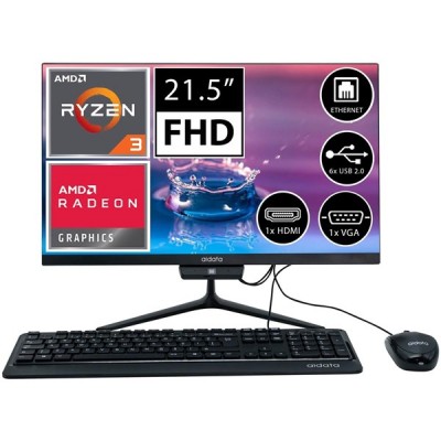 AIDATA 21.5" AIO-R3200-825600X RYZEN 3 3200G 8GB RAM- 240GB M2 NVME O/B UHD FDOS