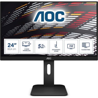 AOC 23.8" IPS 24P1 5MS 60Hz DVI-HDMI-DP Kurumsal Monitör Çerçevesiz