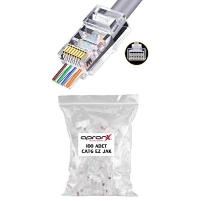 APRONX RJ45 100lü paket Yeni Nesil Konnektör 8 Pin