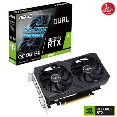 ASUS 8GB DUAL RTX3050-O8G-V2 GDDR6 128Bit HDMI-DP-DVI PCIE 4.0