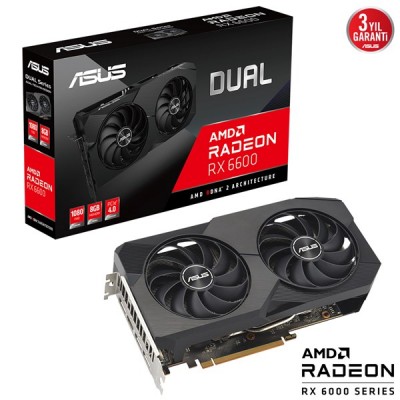 ASUS 8GB RX6600 DUAL RX6600-8G v2 GDDR6 128Bit PCIE 4.0