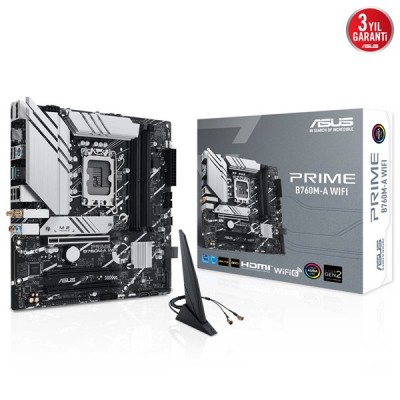 ASUS PRIME B760M-A WIFI-6E DDR5 HDMI DP PCIe 16X v4.0 1700p mATX