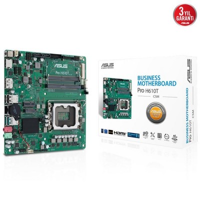 ASUS PRO H610T-CSM DDR5 HDMI-DP PCIE 4.0 1700p mATX KURUMSAL ANAKART