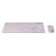 Everest KM-730 Pembe/Beyaz Kablosuz Q Multimedia Klavye + Mouse Set