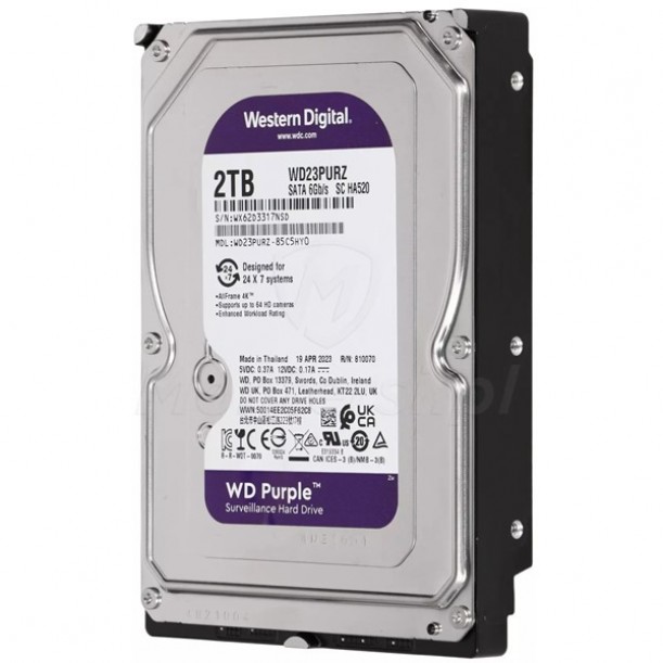 WD 3.5" 2TB PURPLE WD23PURZ 5400 RPM 64MB SATA-3 Güvenlik Diski