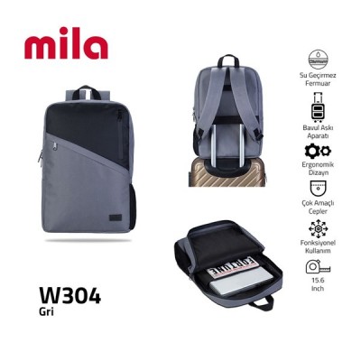 CLASSONE 17.3" MILA W3045 Bölmeli Wtxpro Su Geçirmez Kum. Notebook Sırt Çantası