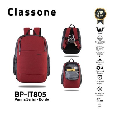 Classone Parma BP-IT805 15.6" Sırt Çantası-Bordo