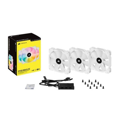 CORSAIR CO-9050137-Ww iCUE SP120 RGB Elite Beyaz 120mm Kasa Fanı-Kontrol Ünitesi 3--lü paket