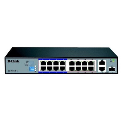 D-LINK 16port 150w FULL PoE DES-F1016P-E 10/100 1X SFP Yönetilemez Poe Switch