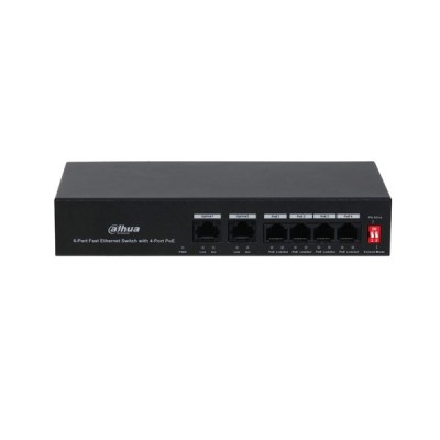 DAHUA 6port 36w 4port PoE PFS3006-4ET-36 10/100 2X-UPLINK Yönetilemez Switch