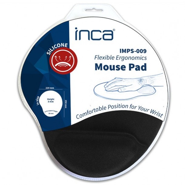 INCA IMPS-009 Bilek Destekli Jel Siyah Mouse Pad