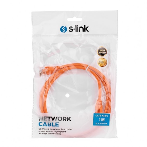 S-link SL-CAT601TR 1m Turuncu CAT6 Patch Kablo