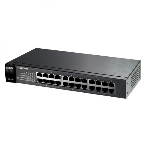 ZyXEL 24port ES1100-24E 10/100 Yönetilemez Switch RackMount