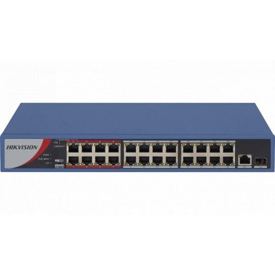 HIKVISION 24port 370w FULL PoE DS-3E0326P-E(C) 10/100 2X UPLINK-2X SFP Yönetilemez Switch RackMount