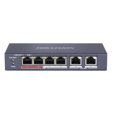 HIKVISION 4port 35w FULL PoE DS-3E0106P-E/M 10/100 2X-UPLINK Yönetilemez Switch