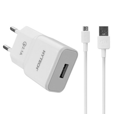 Hytech HY-X20 Micro Usb 2.1A Hızlı Şarj Beyaz Kablo + Ev Şarj Adaptör