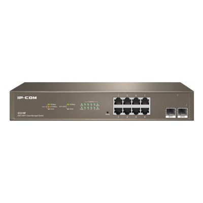 IP-COM 8port IP-G3310F Gigabit 2-SFP Cloud Yönetilebilir Rack Mount Swıtch Metal Kasa