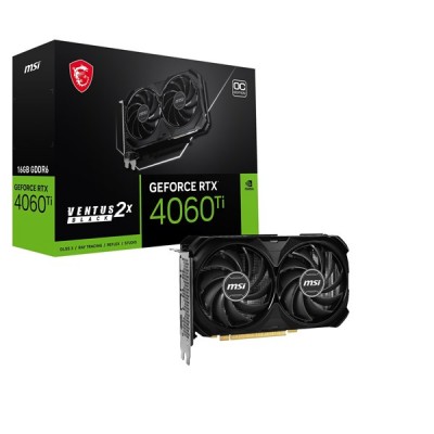 MSI 16GB RTX4060TI VENTUS 2X BLACK 16G OC GDDR6 128bit HDMI DP PCIe 4.0