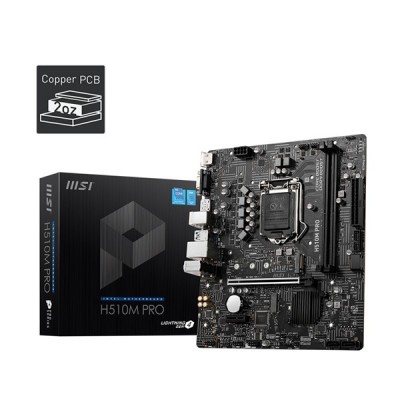 MSI H510M PRO DDR4 M2 PCIe NVME HDMI DP PCIe 16X v4.0 1200p v2 mATX