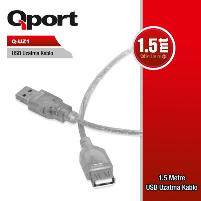 QPORT 1.5metre Q-UZ1 USB 2.0 Uzatma Kablosu