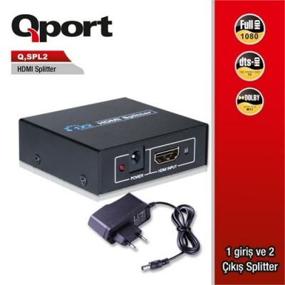 QPORT 2port Q-SPL2 1port HDMI (giriş) 2port HDMI (çıkış) 1920x1080 HDMI Splitter