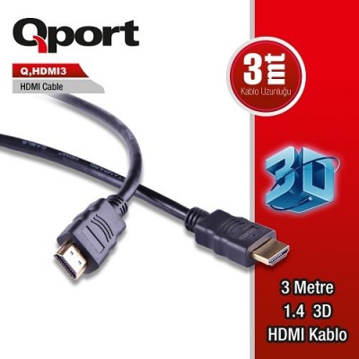 QPORT Q-HDMI3 3metre HDMI Görüntü Kablosu 1.4v