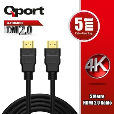 QPORT Q-HDMI52 5 5metre HDMI Görüntü Kablosu 3D Gold 2.0V 4K 60HZ