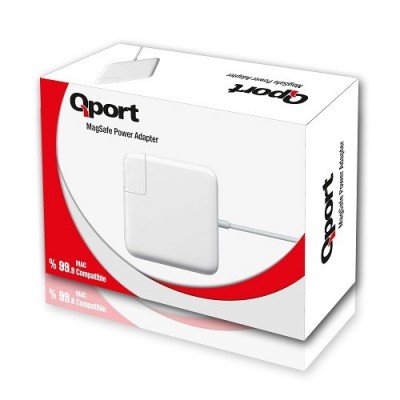 QPORT Q-MCS185 Apple Macbook 18.5v 4.6amper Beyaz MAC Şarj Adaptörü Magsafe1 85W