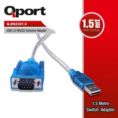 QPORT Q-RS232 1.5metre USB 2.0-RS232 Çevirici