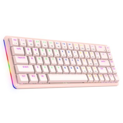 Rampage REBEL Pembe Low Profile BLUE SWITCH US Layout Rainbow Mekanik Gaming Oyuncu Klavye