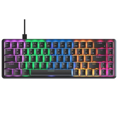 Rampage REBEL Siyah Low Profile BLUE SWITCH Mekanik Gaming Oyuncu Klavye US Layout Rainbow