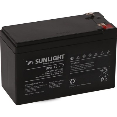 SUNLIGHT 12v 7amper SPA 12-7 Kuru Tip Akü Avrupa Üretim