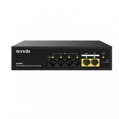 TENDA 6port 30w 4port PoE S106PC 10/100 Yönetilemez Switch