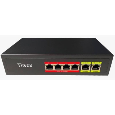 TIWOX 4port+2UPLINK RJ45 FULL PoE TP-4002-POE48W 10/100 Yönetilemez Switch