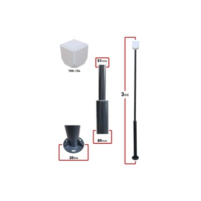 Trk 3 Metre 89X51x2mm  (+Trk-154 Küp İle Birlikte) Kamera Direk 7016 Düz Mat Antrasit Fırın Boyalı