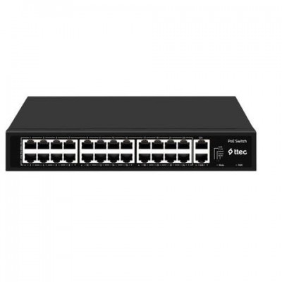 TTEC 24port 300w FULL PoE 26300PG 10/100 2GE Uplink Yönetilemez Poe Switch Tak Çalıştır