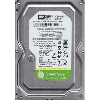 WD 3.5" 500GB WD5000AVDS 7200 RPM 32MB SATA-2 Güvenlik Diski