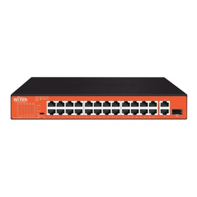 WI-TEK 24port 200w FULL PoE WI-PS526GH 10/100 Yönetilemez Switch